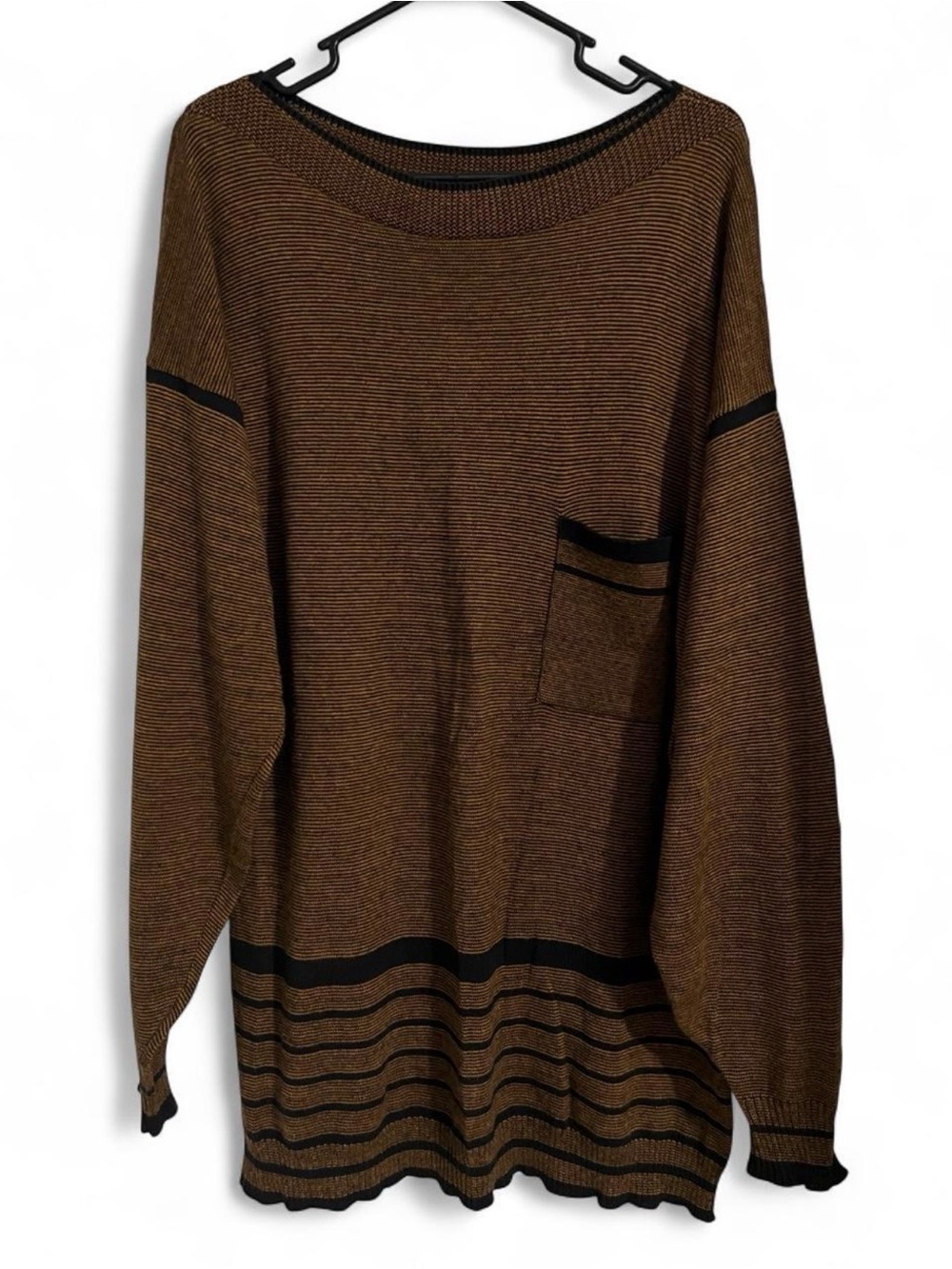 Women’s Brown Striped Pocket Sweater